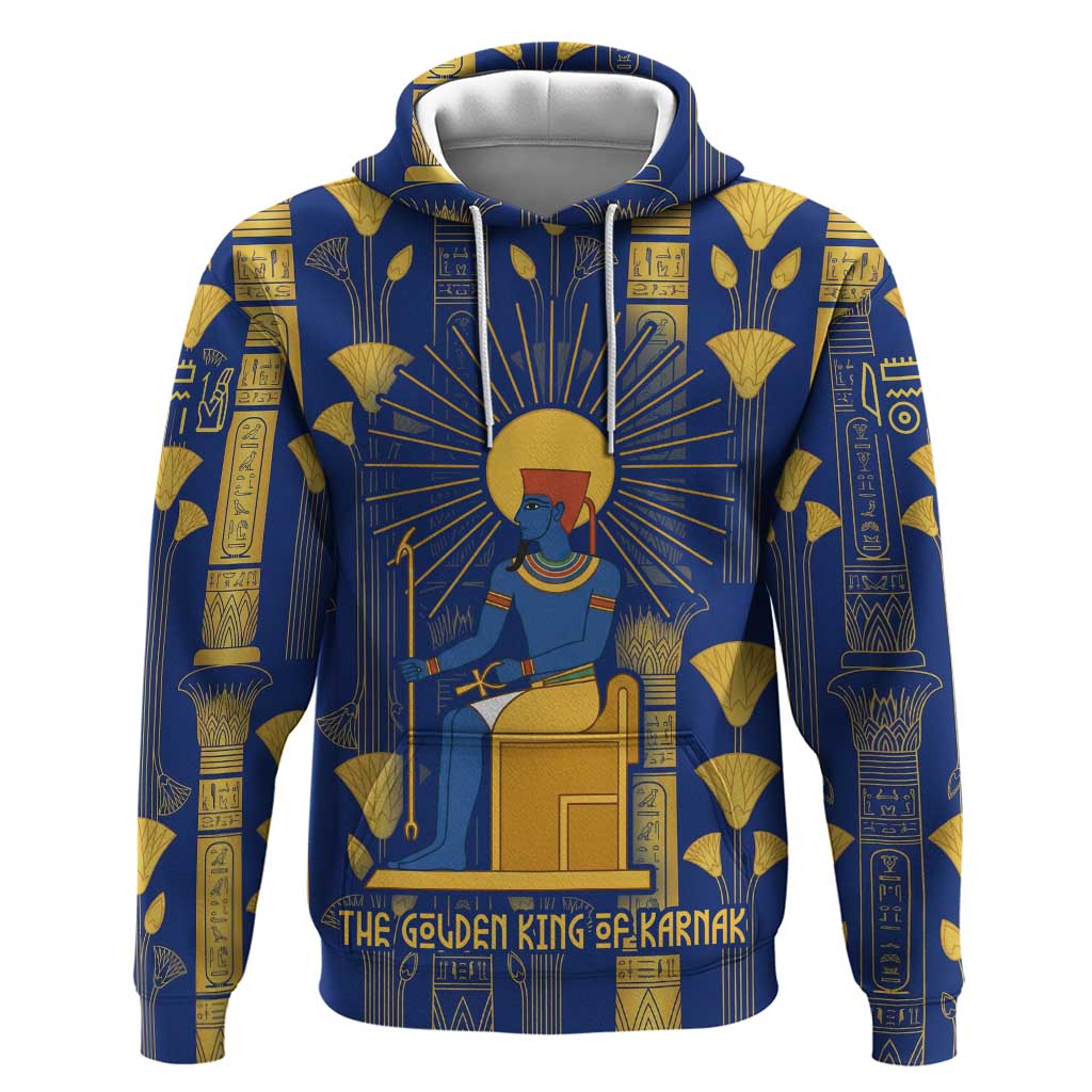Amun Hoodie Ancient Egyptian Hieroglyphic, Pharaoh and Scarab - African Pride