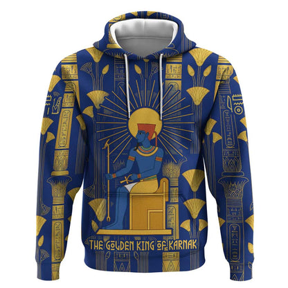 Amun Hoodie Ancient Egyptian Hieroglyphic, Pharaoh and Scarab - African Pride