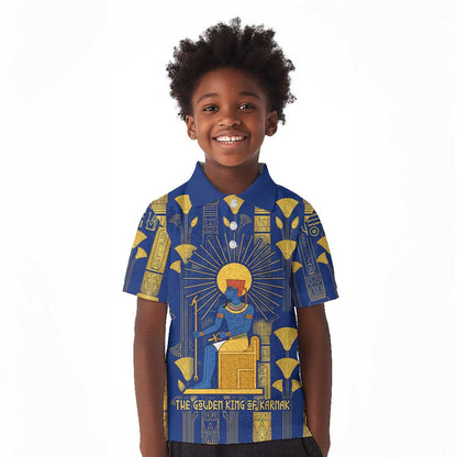 Amun Kid Polo Shirt Ancient Egyptian Hieroglyphic, Pharaoh and Scarab - African Pride
