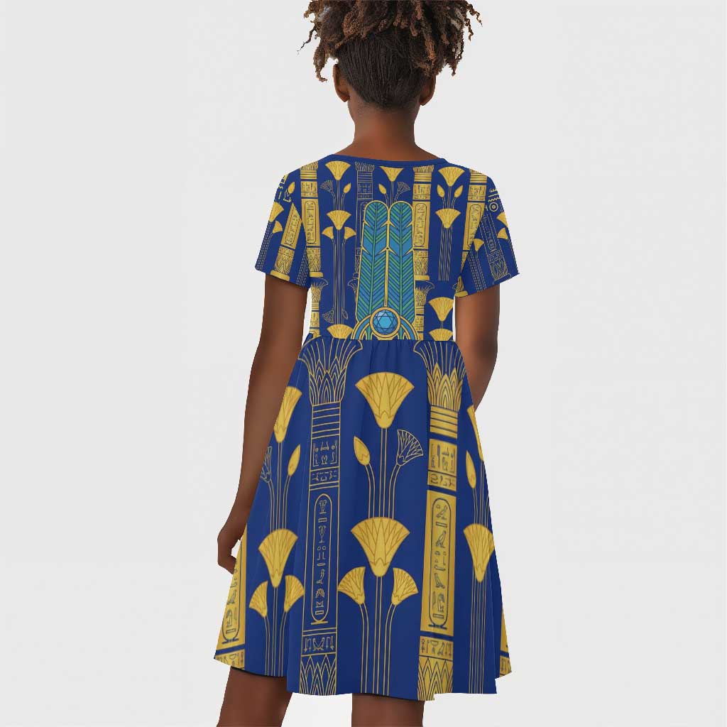 Amun Kid Short Sleeve Dress Ancient Egyptian Hieroglyphic, Pharaoh and Scarab - African Pride