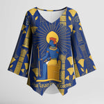 Amun Kimono Sleeve Blouse Ancient Egyptian Hieroglyphic, Pharaoh and Scarab - African Pride