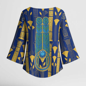 Amun Kimono Sleeve Blouse Ancient Egyptian Hieroglyphic, Pharaoh and Scarab - African Pride