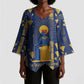 Amun Kimono Sleeve Blouse Ancient Egyptian Hieroglyphic, Pharaoh and Scarab - African Pride