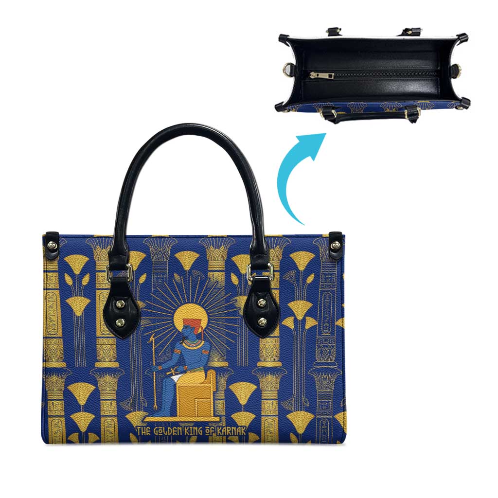 Amun Leather Bag Ancient Egyptian Hieroglyphic, Pharaoh and Scarab - African Pride