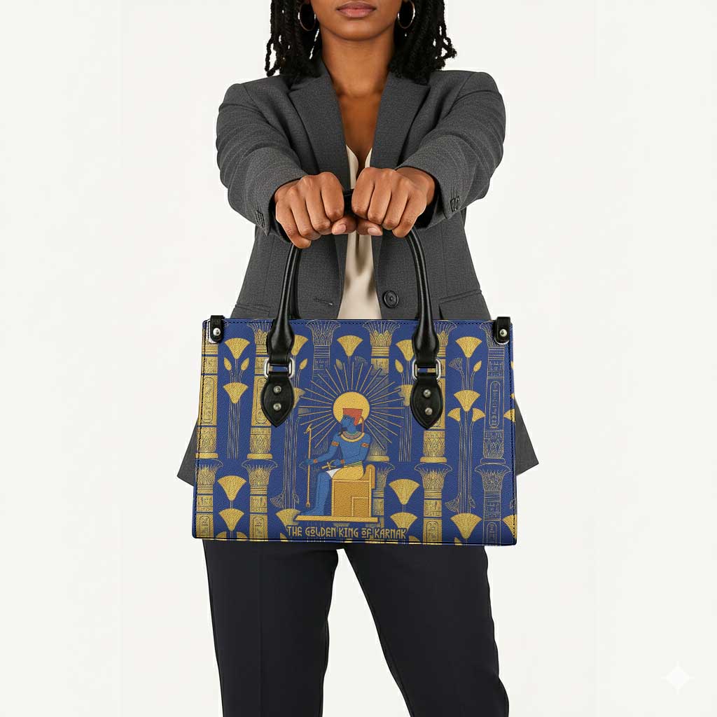 Amun Leather Bag Ancient Egyptian Hieroglyphic, Pharaoh and Scarab - African Pride