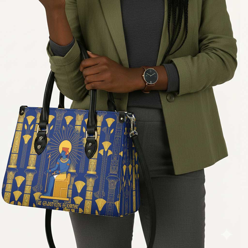 Amun Leather Bag Ancient Egyptian Hieroglyphic, Pharaoh and Scarab - African Pride