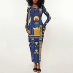 Amun Long Sleeve Bodycon Dress Ancient Egyptian Hieroglyphic, Pharaoh and Scarab - African Pride