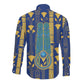 Amun Long Sleeve Button Shirt Ancient Egyptian Hieroglyphic, Pharaoh and Scarab - African Pride