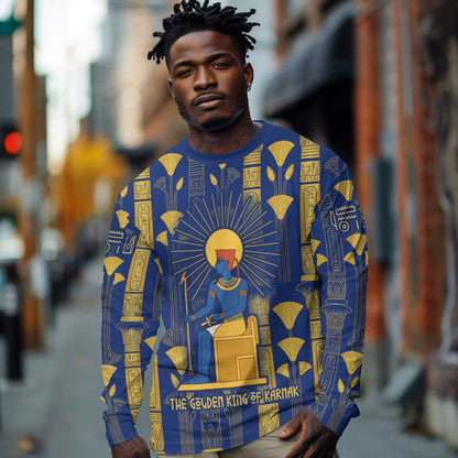 Amun Long Sleeve Shirt Ancient Egyptian Hieroglyphic, Pharaoh and Scarab - African Pride