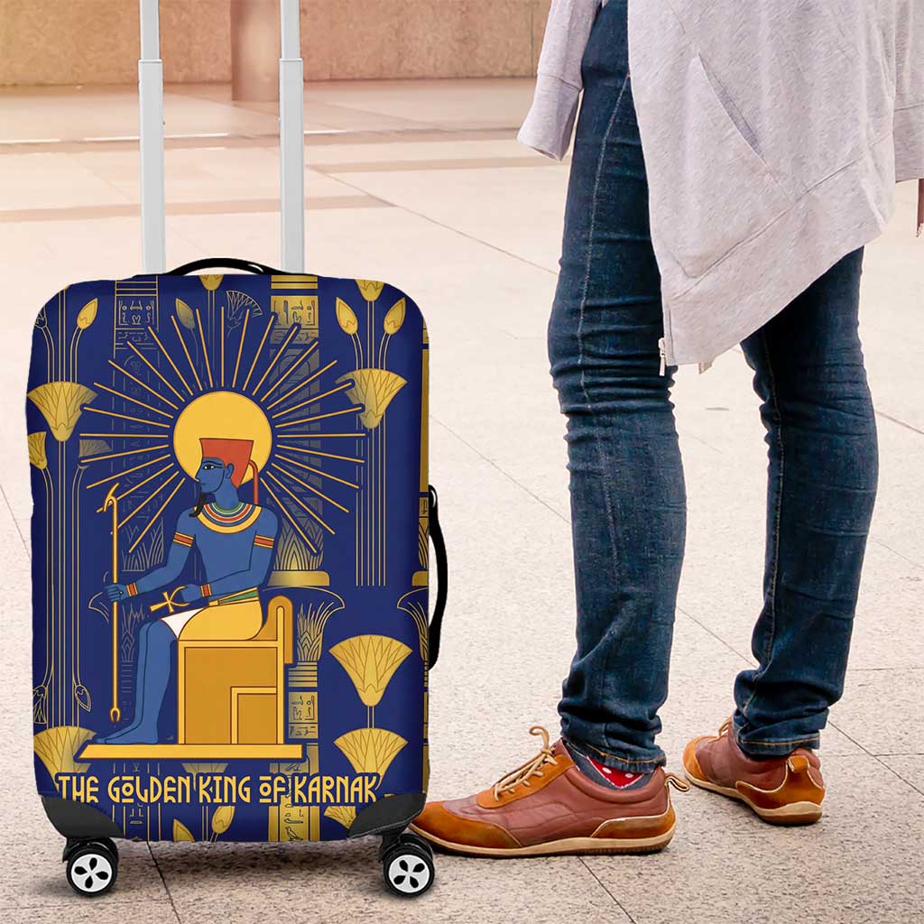 Amun Luggage Cover Ancient Egyptian Hieroglyphic, Pharaoh and Scarab - African Pride