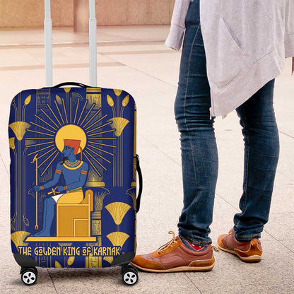 Amun Luggage Cover Ancient Egyptian Hieroglyphic, Pharaoh and Scarab - African Pride