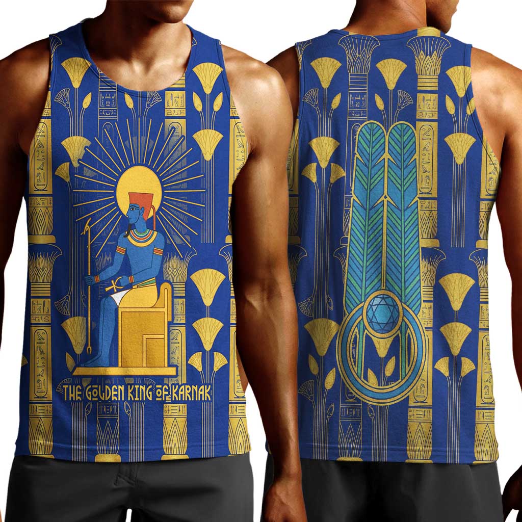 Amun Men Tank Top Ancient Egyptian Hieroglyphic, Pharaoh and Scarab - African Pride