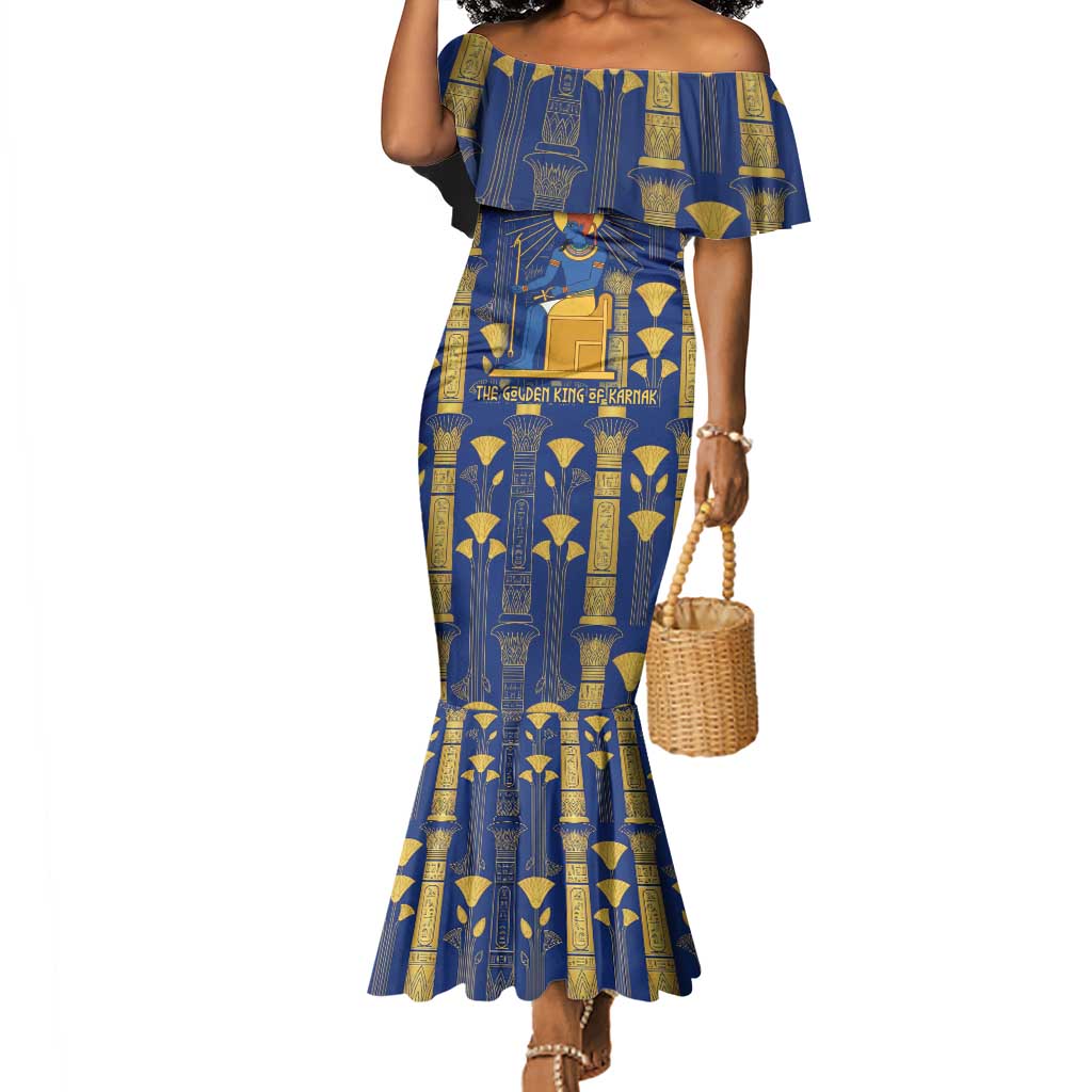 Amun Mermaid Dress Ancient Egyptian Hieroglyphic, Pharaoh and Scarab - African Pride