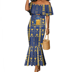 Amun Mermaid Dress Ancient Egyptian Hieroglyphic, Pharaoh and Scarab - African Pride