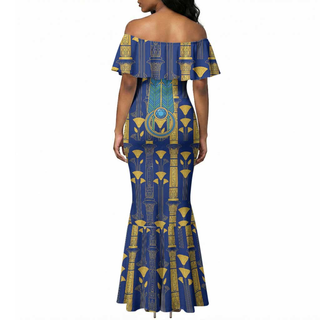 Amun Mermaid Dress Ancient Egyptian Hieroglyphic, Pharaoh and Scarab - African Pride