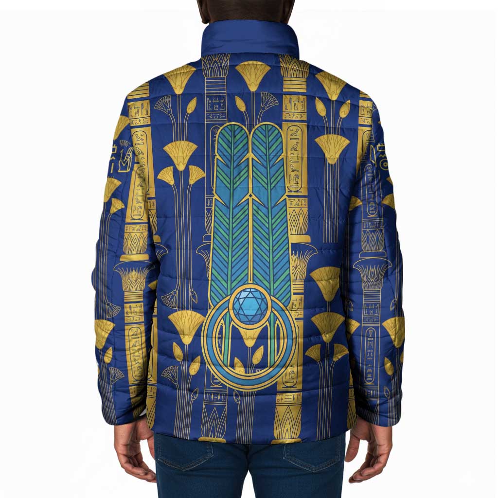 Amun Padded Jacket Ancient Egyptian Hieroglyphic, Pharaoh and Scarab - African Pride