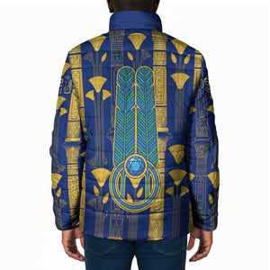 Amun Padded Jacket Ancient Egyptian Hieroglyphic, Pharaoh and Scarab - African Pride