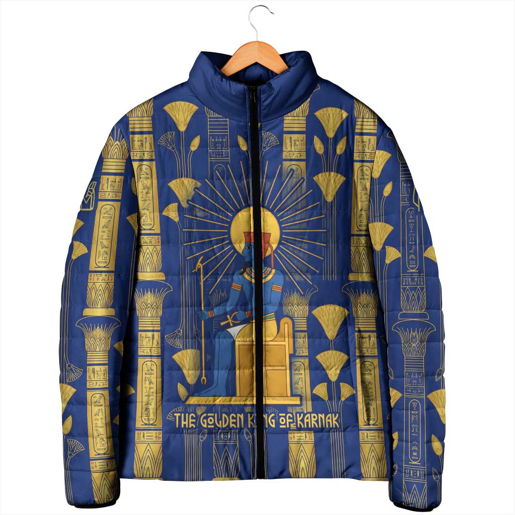 Amun Padded Jacket Ancient Egyptian Hieroglyphic, Pharaoh and Scarab - African Pride