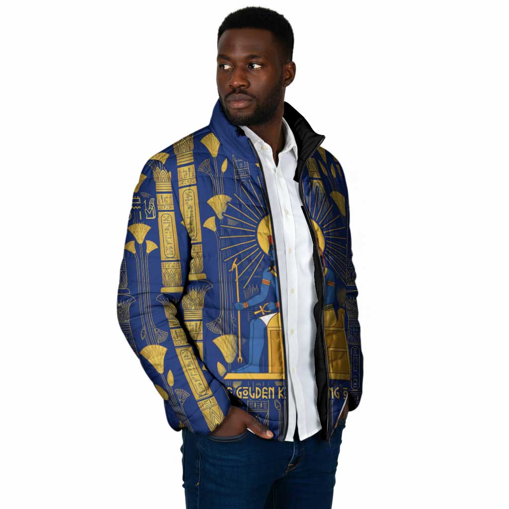 Amun Padded Jacket Ancient Egyptian Hieroglyphic, Pharaoh and Scarab - African Pride