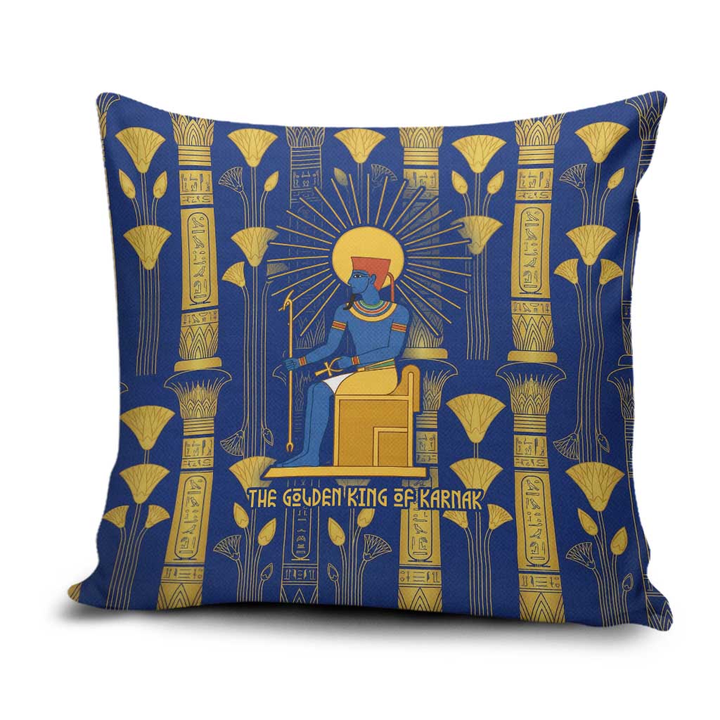 Amun Pillow Cover Ancient Egyptian Hieroglyphic, Pharaoh and Scarab - African Pride