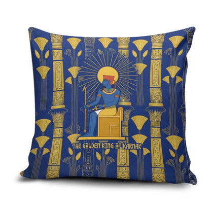 Amun Pillow Cover Ancient Egyptian Hieroglyphic, Pharaoh and Scarab - African Pride