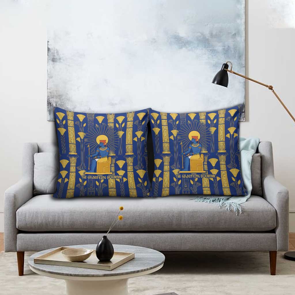 Amun Pillow Cover Ancient Egyptian Hieroglyphic, Pharaoh and Scarab - African Pride