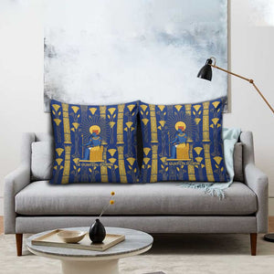 Amun Pillow Cover Ancient Egyptian Hieroglyphic, Pharaoh and Scarab - African Pride
