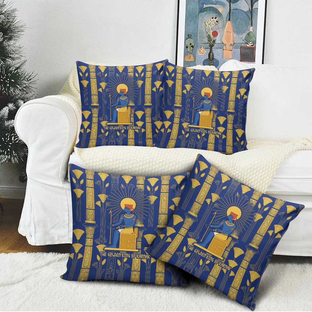 Amun Pillow Cover Ancient Egyptian Hieroglyphic, Pharaoh and Scarab - African Pride