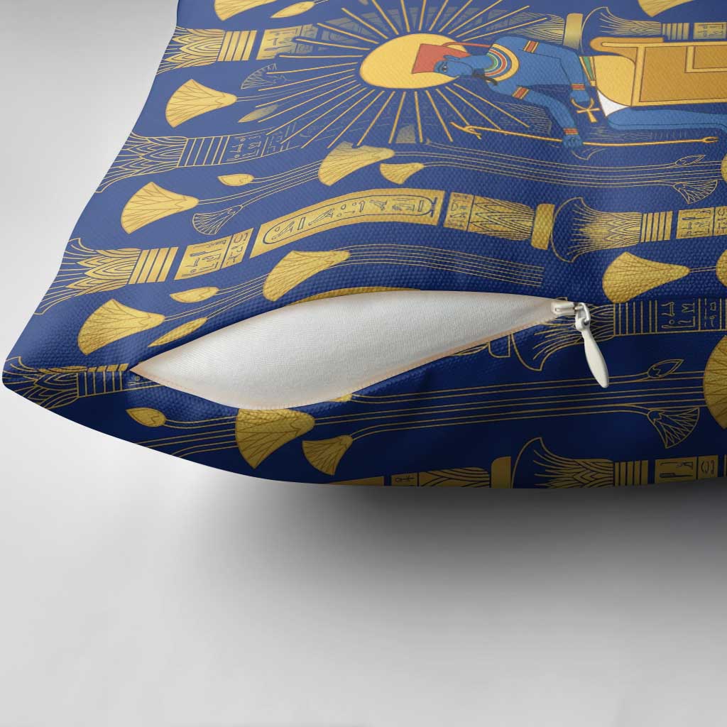 Amun Pillow Cover Ancient Egyptian Hieroglyphic, Pharaoh and Scarab - African Pride