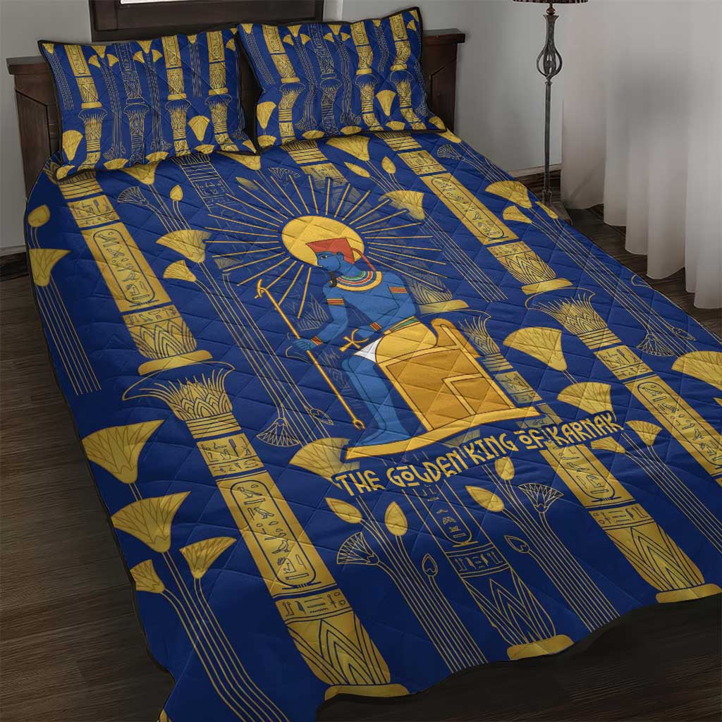 Amun Quilt Bed Set Ancient Egyptian Hieroglyphic, Pharaoh and Scarab - African Pride