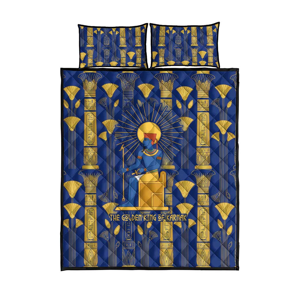 Amun Quilt Bed Set Ancient Egyptian Hieroglyphic, Pharaoh and Scarab - African Pride