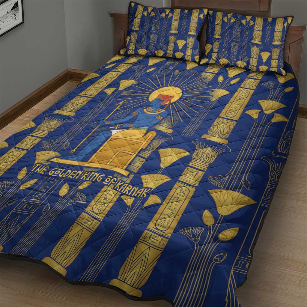 Amun Quilt Bed Set Ancient Egyptian Hieroglyphic, Pharaoh and Scarab - African Pride