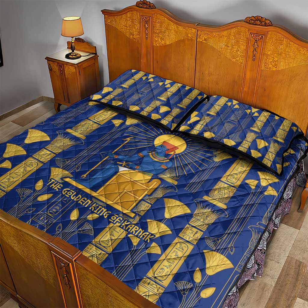 Amun Quilt Bed Set Ancient Egyptian Hieroglyphic, Pharaoh and Scarab - African Pride