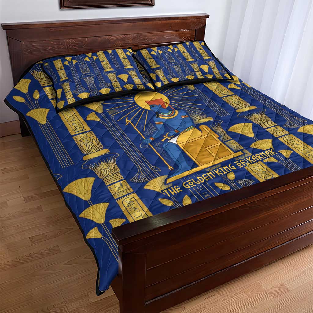 Amun Quilt Bed Set Ancient Egyptian Hieroglyphic, Pharaoh and Scarab - African Pride