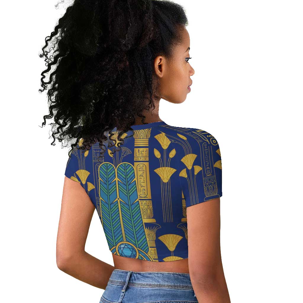 Amun Raglan Cropped T shirt Ancient Egyptian Hieroglyphic, Pharaoh and Scarab - African Pride