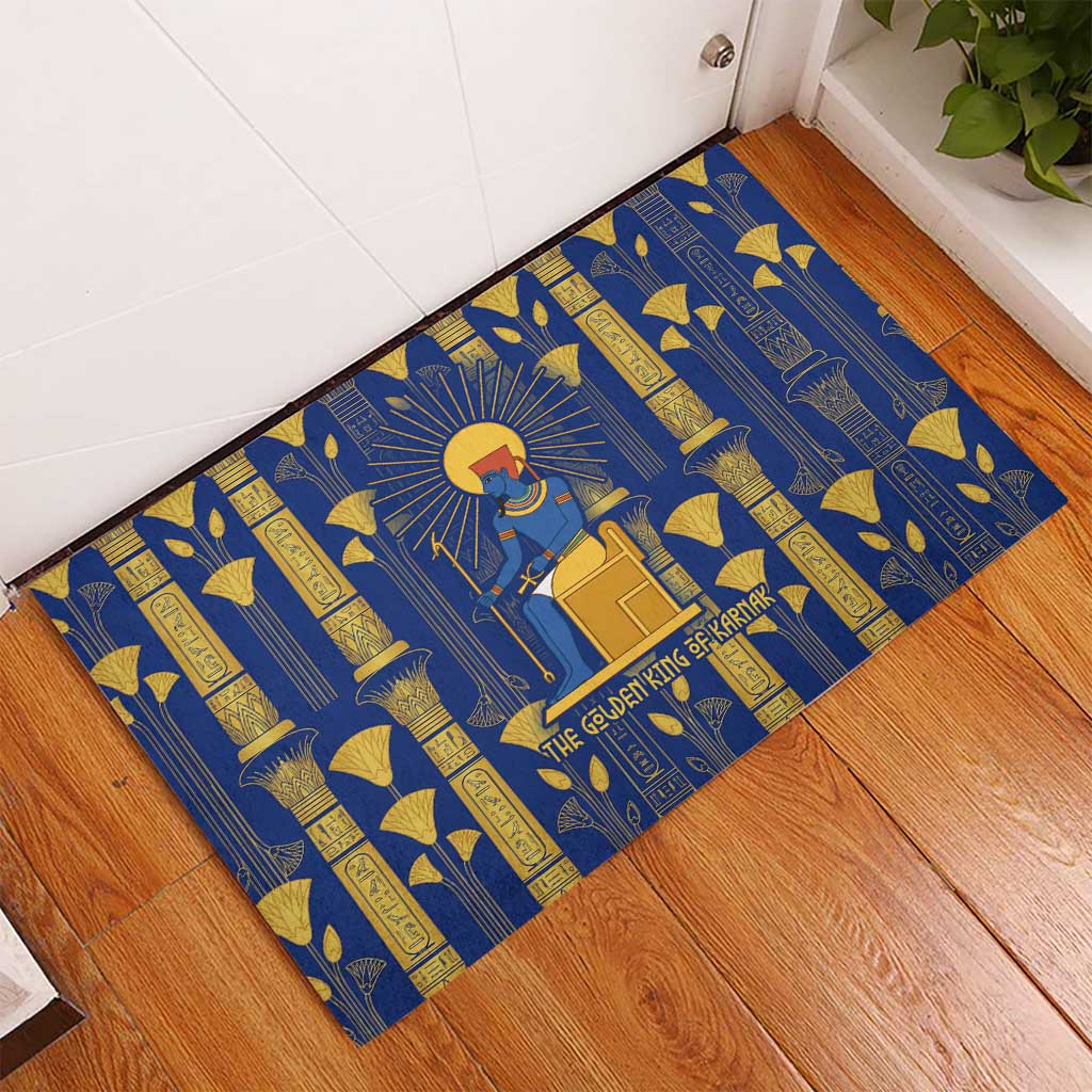 Amun Rubber Doormat Ancient Egyptian Hieroglyphic, Pharaoh and Scarab - African Pride