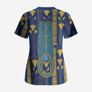 Amun Scrub Top Ancient Egyptian Hieroglyphic, Pharaoh and Scarab - African Pride