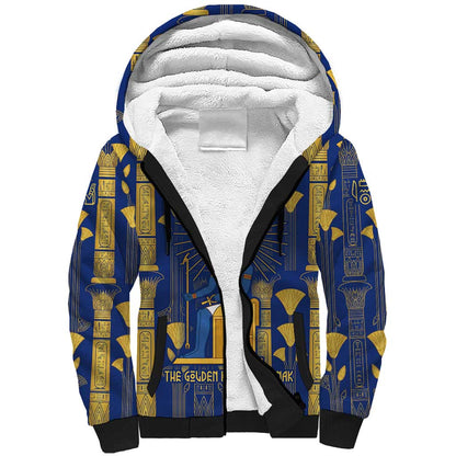 Amun Sherpa Hoodie Ancient Egyptian Hieroglyphic, Pharaoh and Scarab - African Pride