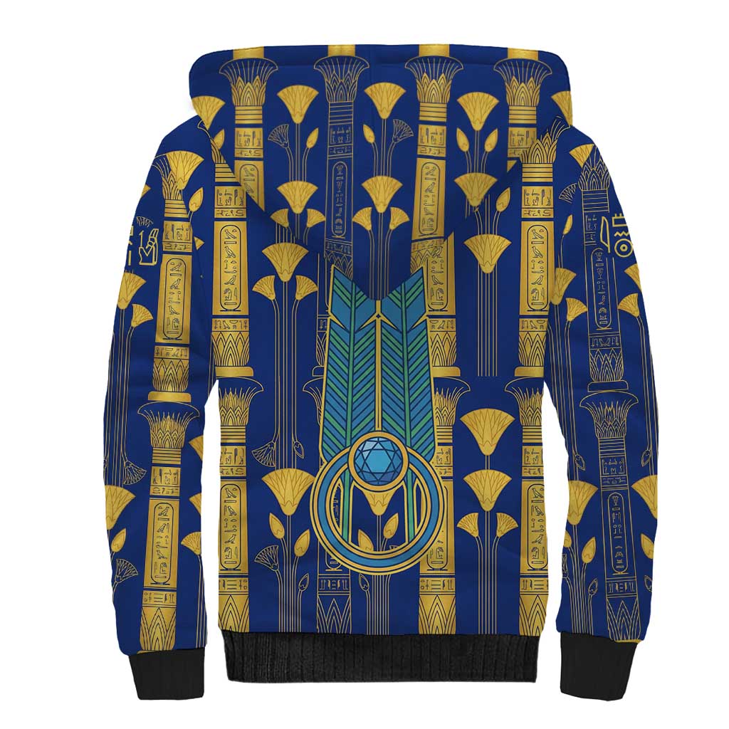 Amun Sherpa Hoodie Ancient Egyptian Hieroglyphic, Pharaoh and Scarab - African Pride