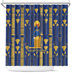 Amun Shower Curtain Ancient Egyptian Hieroglyphic, Pharaoh and Scarab - African Pride