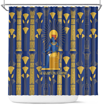 Amun Shower Curtain Ancient Egyptian Hieroglyphic, Pharaoh and Scarab - African Pride