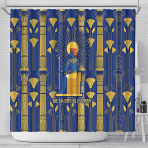 Amun Shower Curtain Ancient Egyptian Hieroglyphic, Pharaoh and Scarab - African Pride