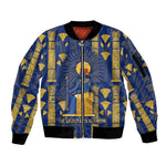 Amun Sleeve Zip Bomber Jacket Ancient Egyptian Hieroglyphic, Pharaoh and Scarab - African Pride