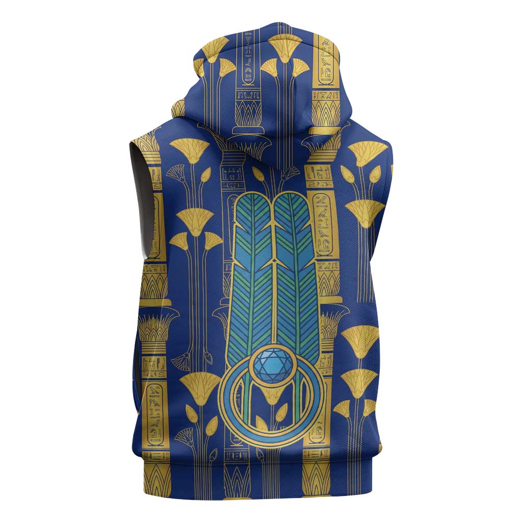 Amun Sleeveless Hoodie Ancient Egyptian Hieroglyphic, Pharaoh and Scarab - African Pride