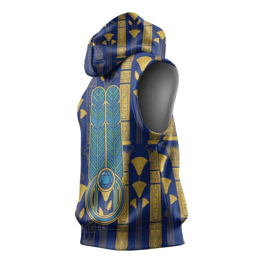 Amun Sleeveless Hoodie Ancient Egyptian Hieroglyphic, Pharaoh and Scarab - African Pride
