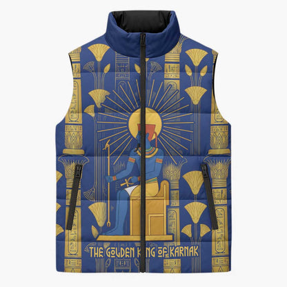 Amun Sleeveless Puffer Jacket Ancient Egyptian Hieroglyphic, Pharaoh and Scarab - African Pride