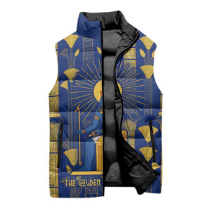 Amun Sleeveless Puffer Jacket Ancient Egyptian Hieroglyphic, Pharaoh and Scarab - African Pride