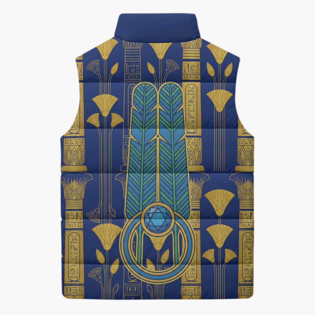 Amun Sleeveless Puffer Jacket Ancient Egyptian Hieroglyphic, Pharaoh and Scarab - African Pride