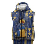 Amun Sleeveless Zip Hoodie Ancient Egyptian Hieroglyphic, Pharaoh and Scarab - African Pride