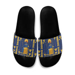 Amun Slide Sandals Ancient Egyptian Hieroglyphic, Pharaoh and Scarab - African Pride